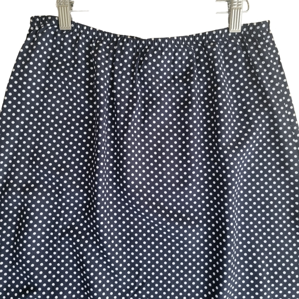 CHRISTOPHER & Banks Navy and White Polka Dot Ruffled Hem Skirt - Picture 2 of 6
